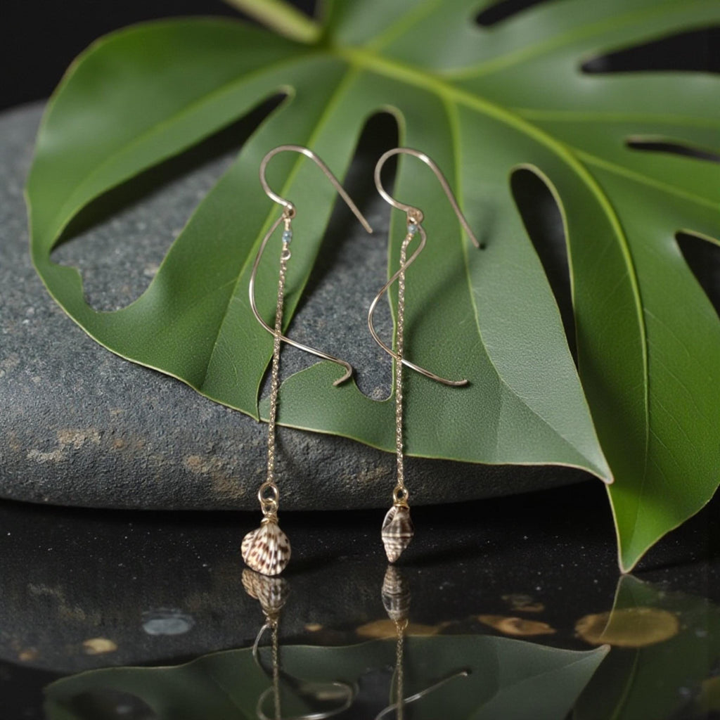 Sculpted Golden Tide Shell Earrings