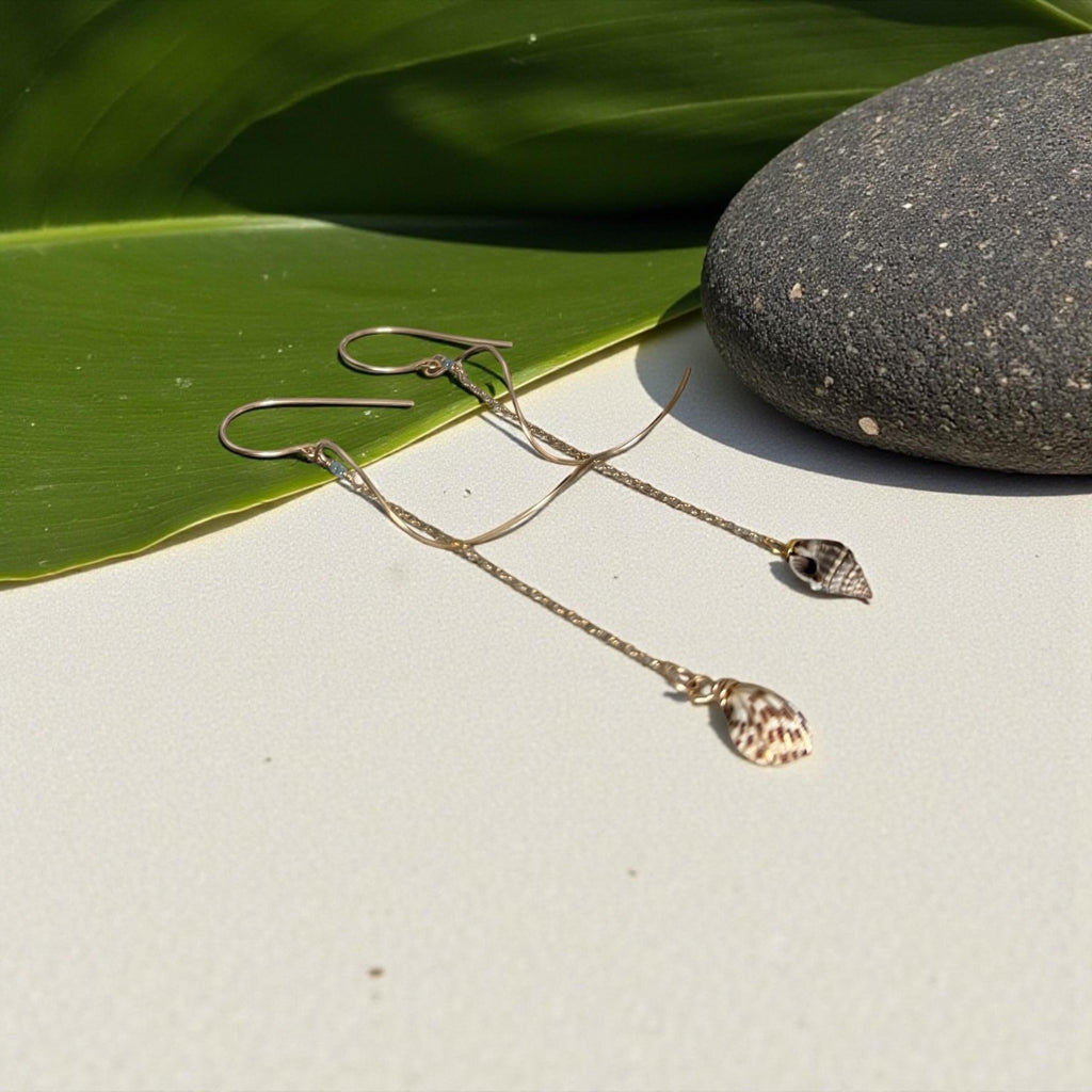 Sculpted Golden Tide Shell Earrings