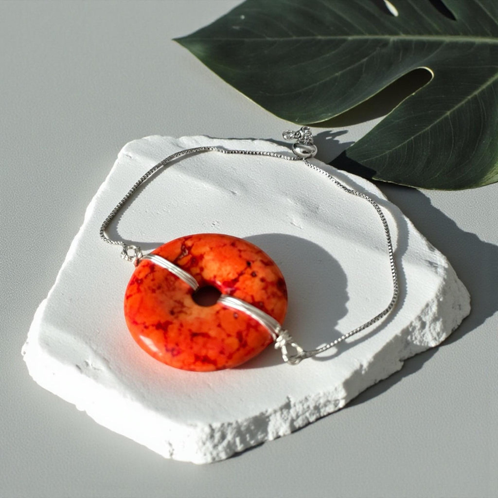 Fiery Solstice Donut Gem Bolo Bracelet