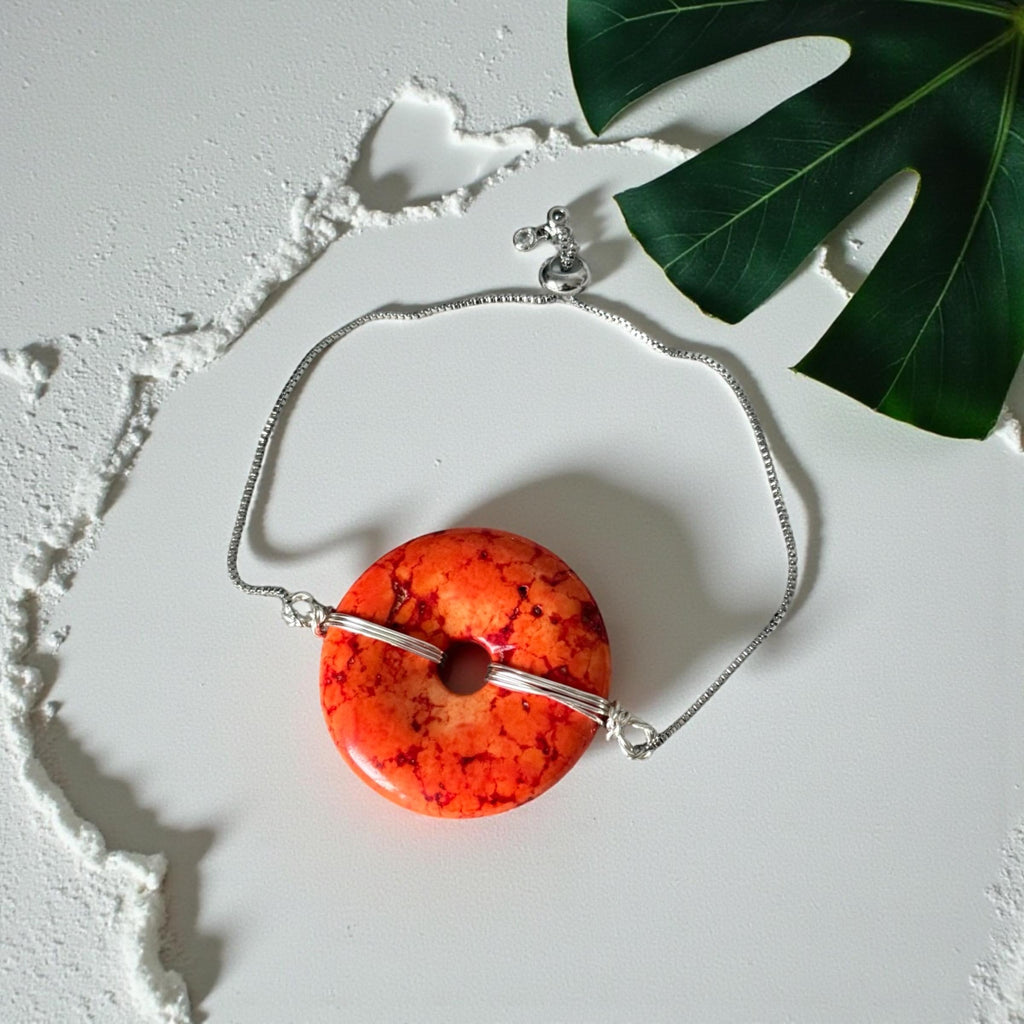 Fiery Solstice Donut Gem Bolo Bracelet