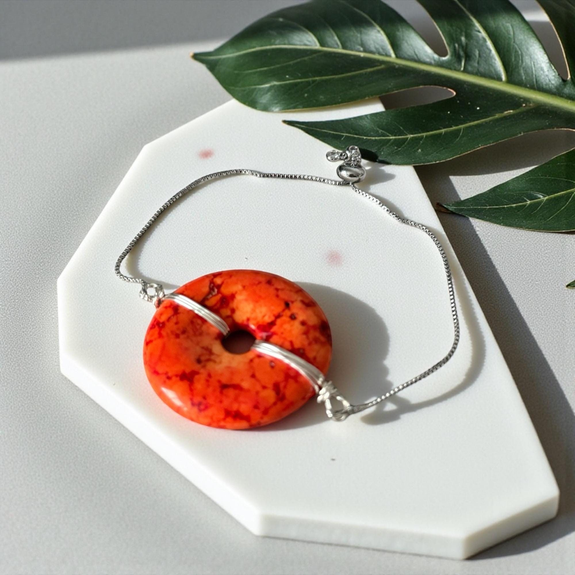 Fiery Solstice Donut Gem Bolo Bracelet