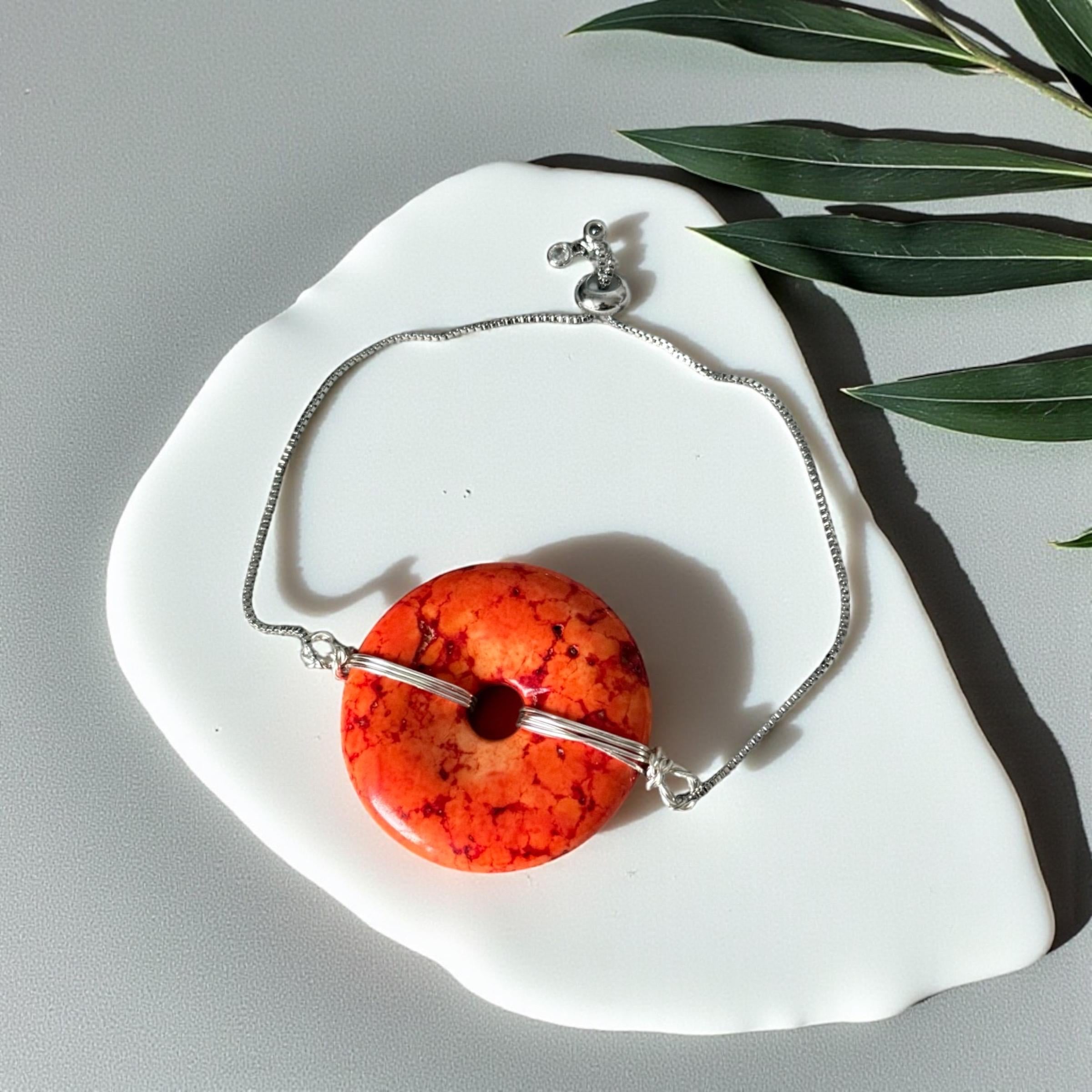Fiery Solstice Donut Gem Bolo Bracelet
