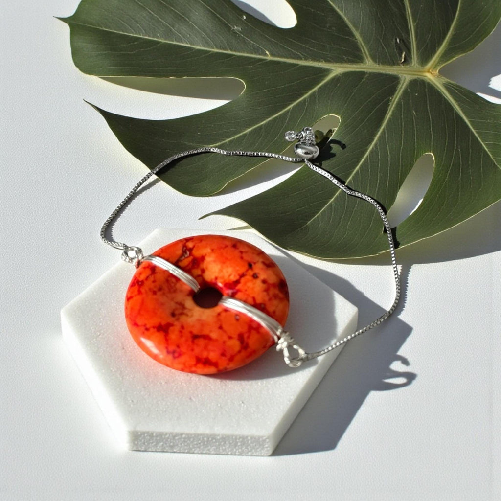 Fiery Solstice Donut Gem Bolo Bracelet