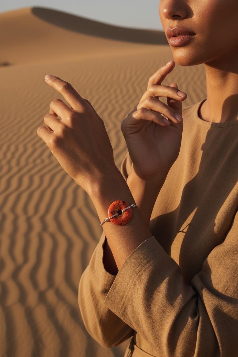 Fiery Solstice Donut Gem Bolo Bracelet