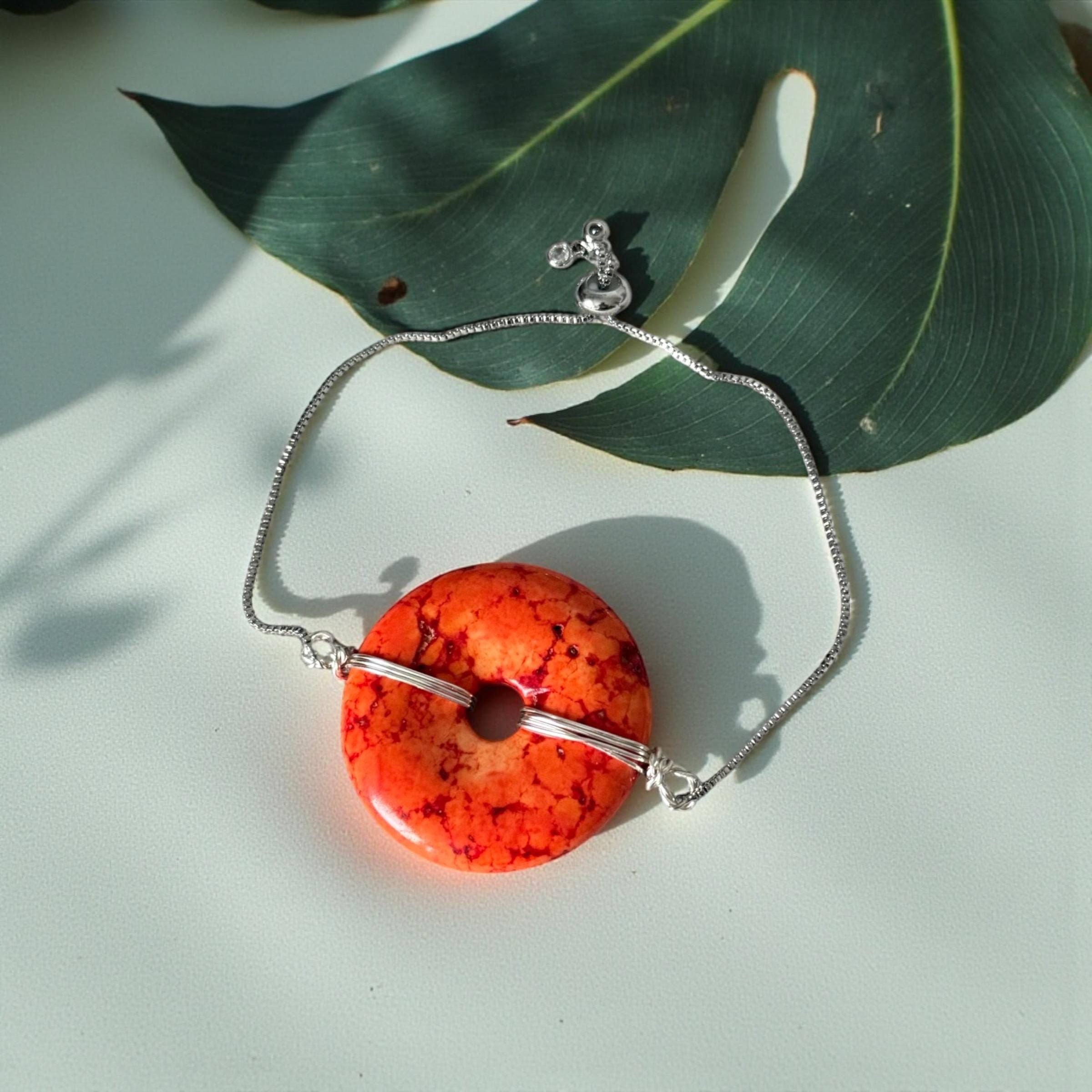 Fiery Solstice Donut Gem Bolo Bracelet