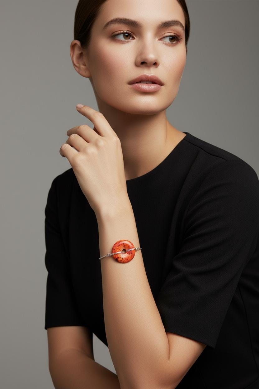 Fiery Solstice Donut Gem Bolo Bracelet
