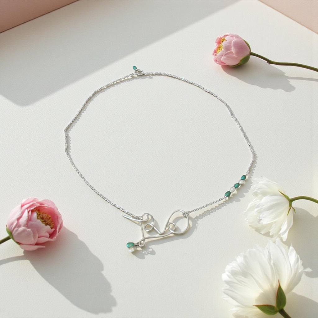 Love Sterling Silver Wire-Art Necklace