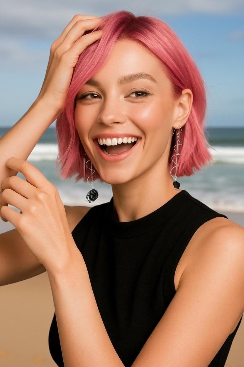 Monochrome Spiral Sterling Silver Hawaiian Shell Earrings