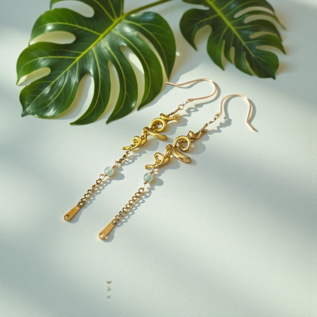 Golden Serpent Eclipse Drop Earrings