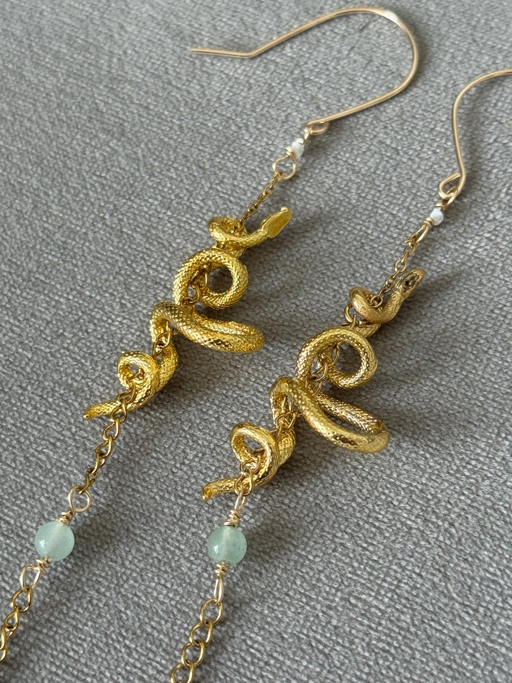Golden Serpent Eclipse Drop Earrings