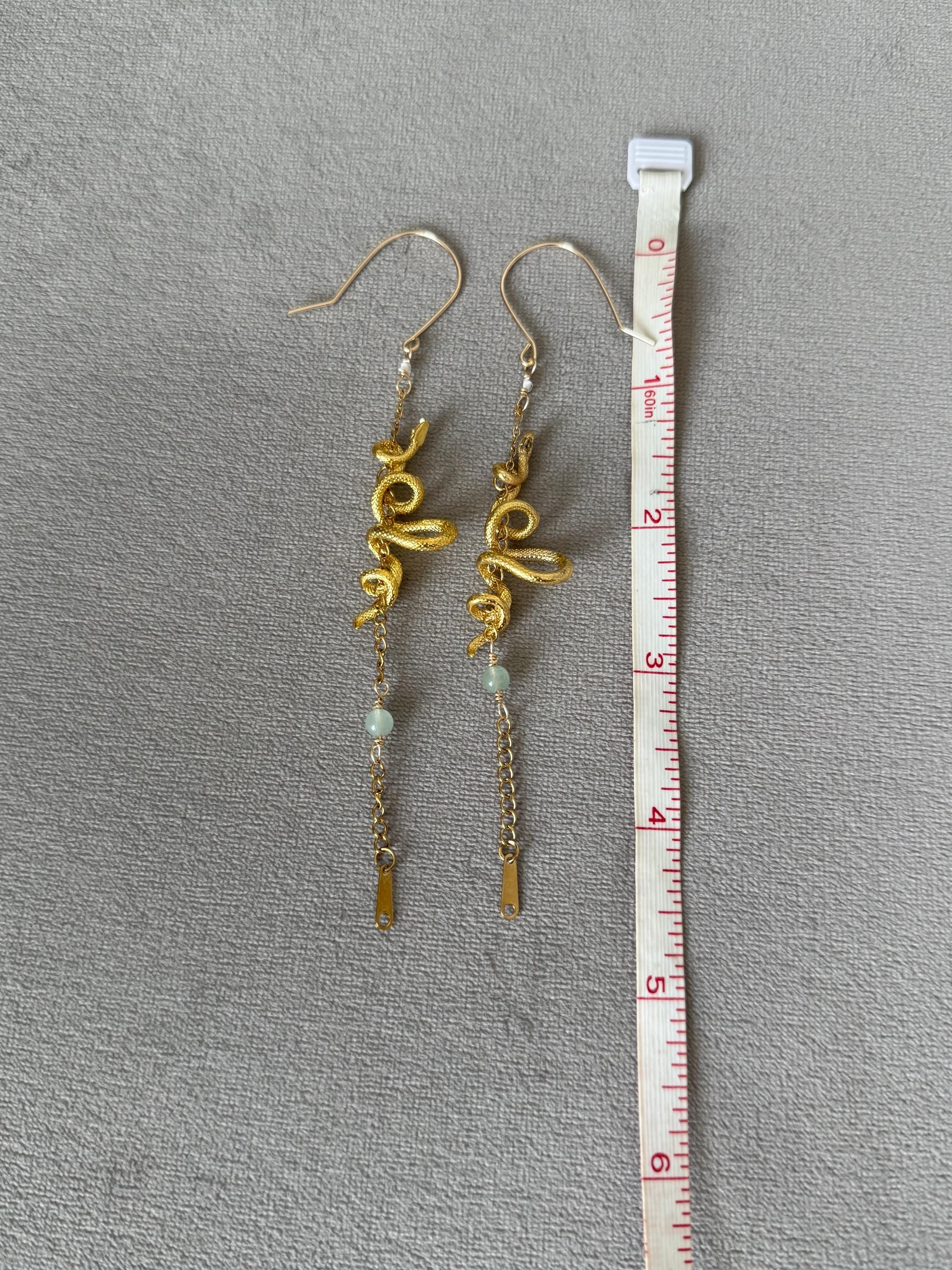 Golden Serpent Eclipse Drop Earrings