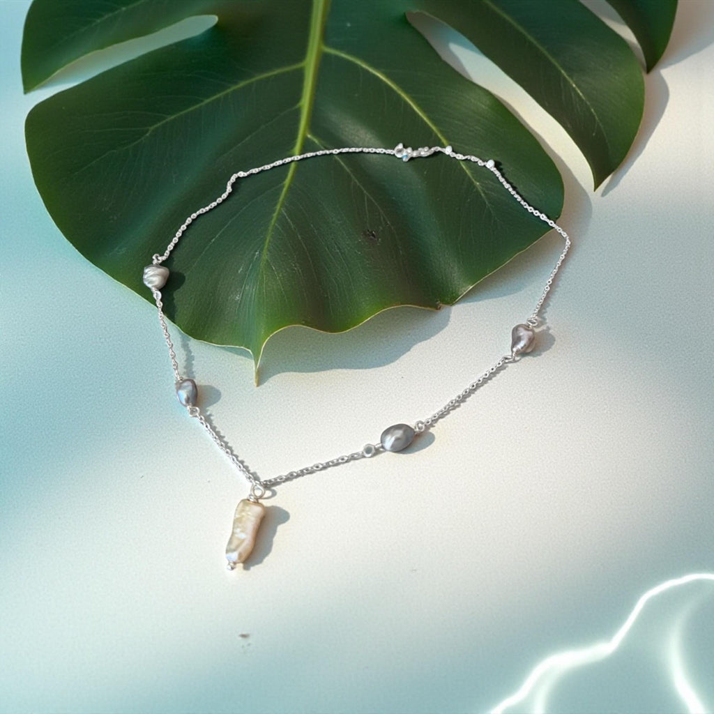 Silver Tide Baroque Pearl Necklace