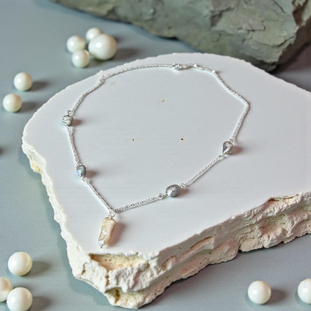 Silver Tide Baroque Pearl Necklace
