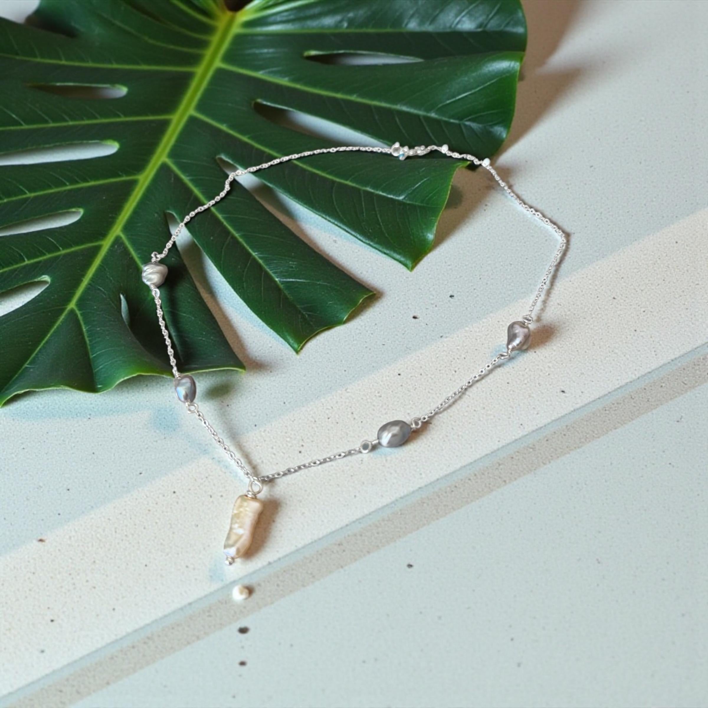 Silver Tide Baroque Pearl Necklace