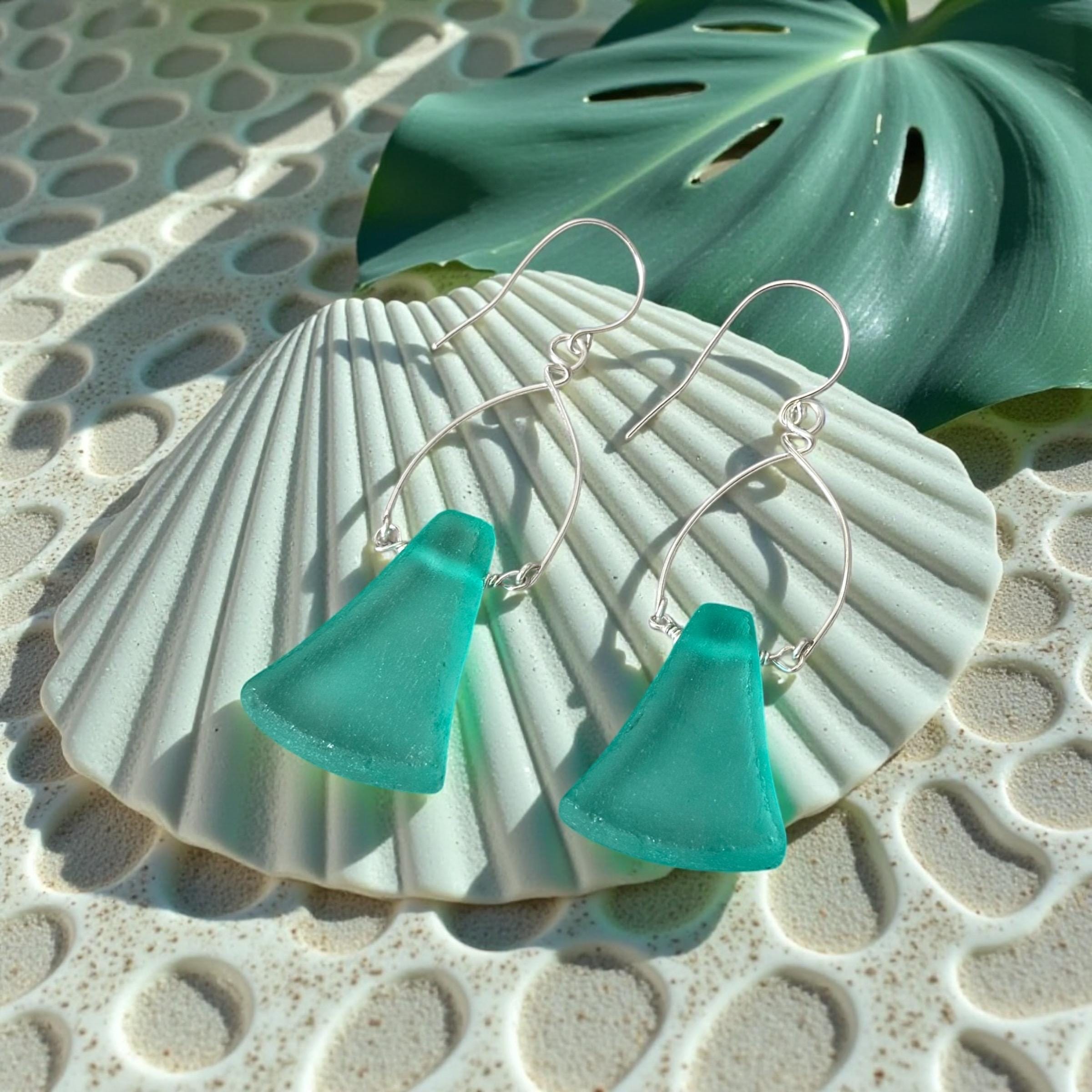 Tidal Crest Sea Glass Earrings