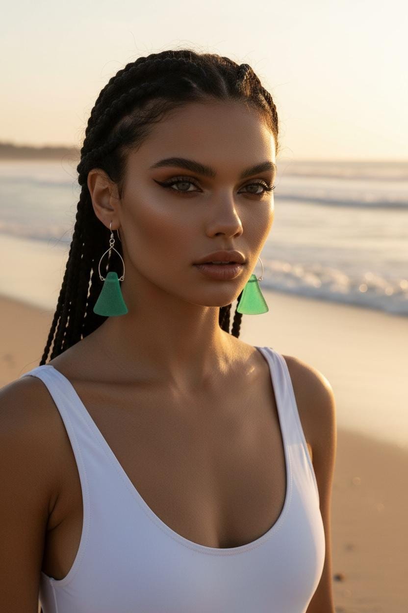 Tidal Crest Sea Glass Earrings