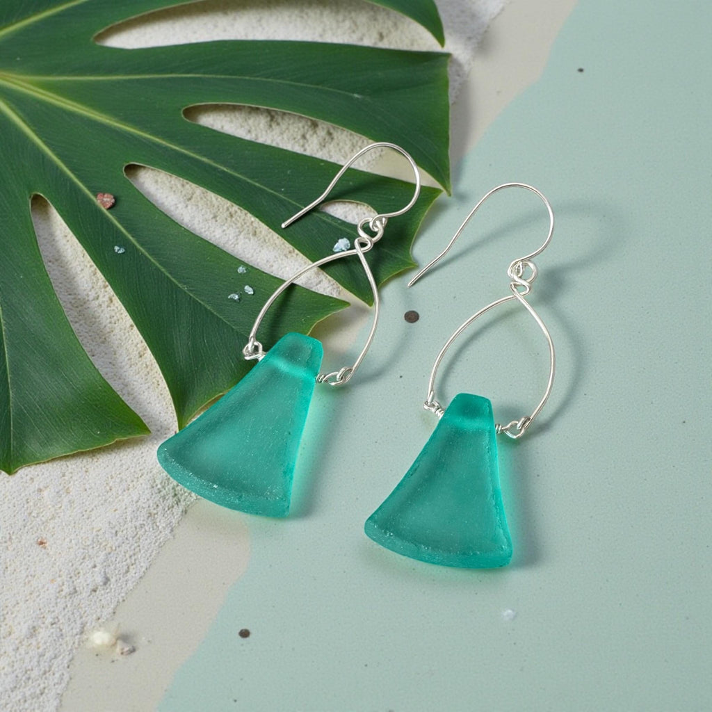 Tidal Crest Sea Glass Earrings