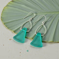 teal sea glass earrings on sterling silver hooks