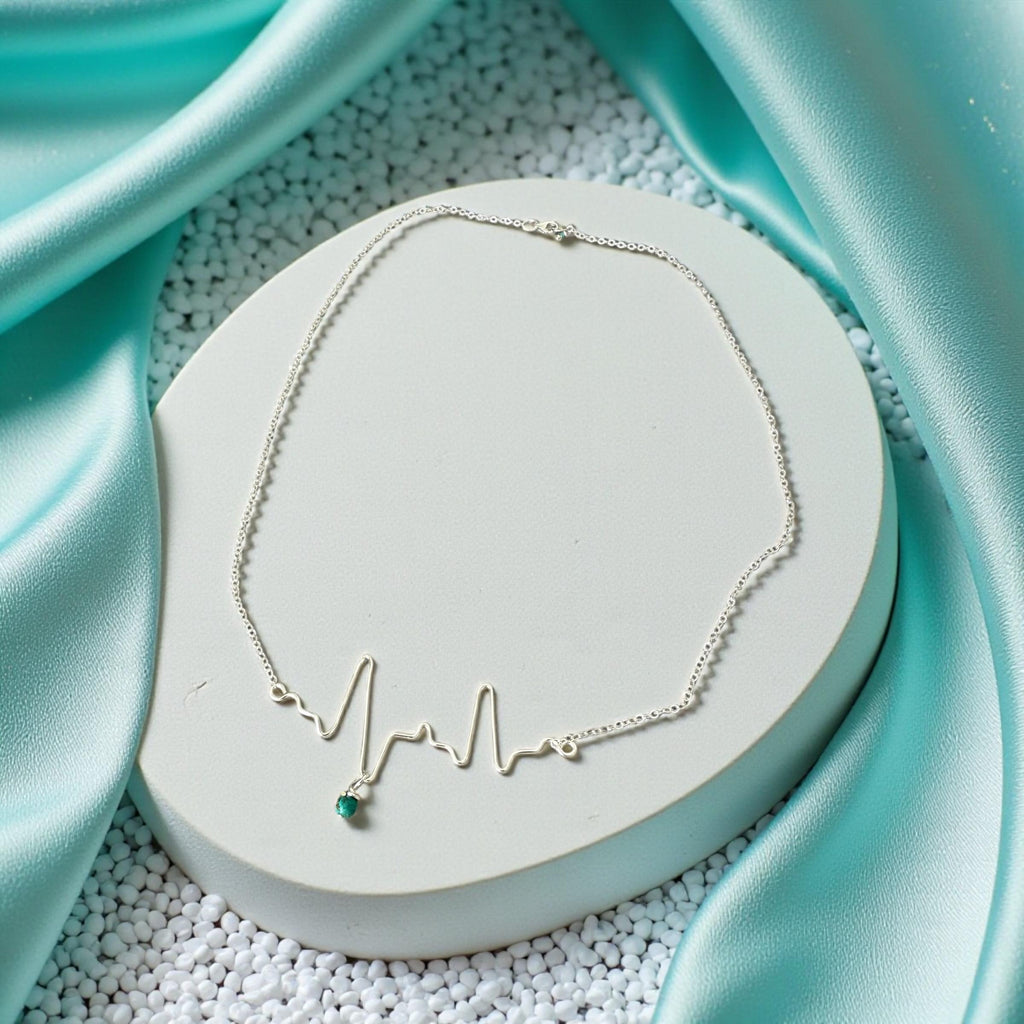 Baby Heartbeat and Birthstone Keepsake Necklace – Custom EKG