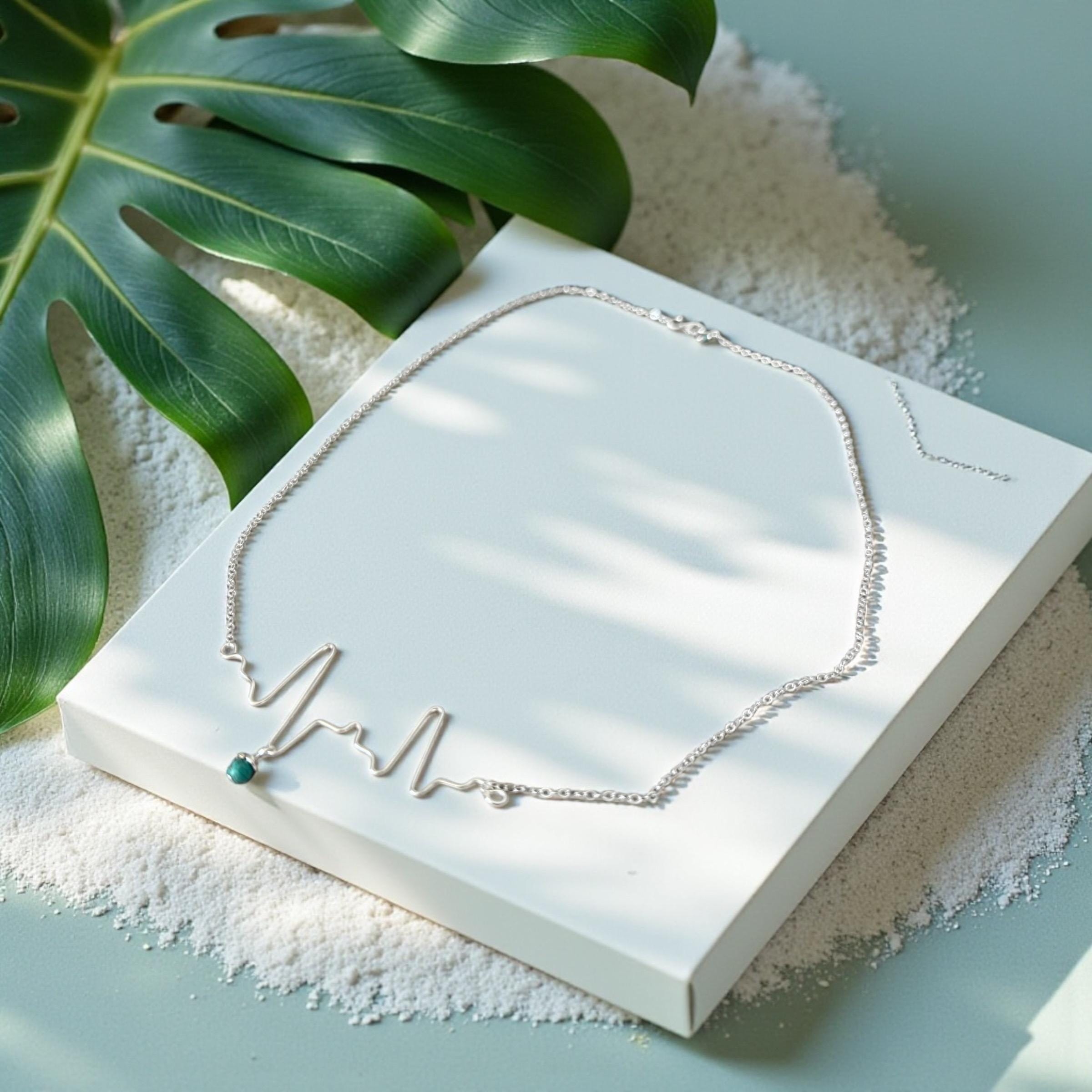 Baby Heartbeat and Birthstone Keepsake Necklace – Custom EKG