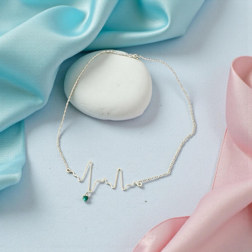 Baby Heartbeat and Birthstone Keepsake Necklace – Custom EKG