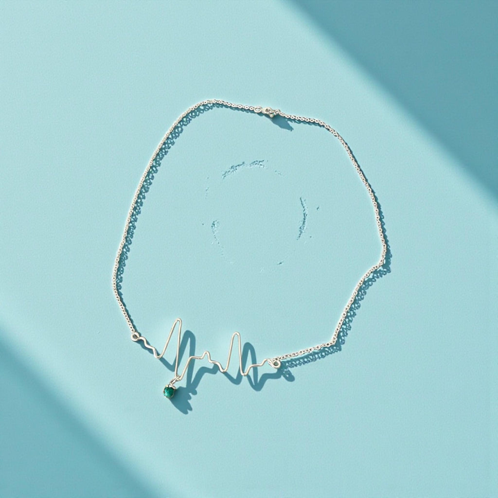 Baby Heartbeat and Birthstone Keepsake Necklace – Custom EKG