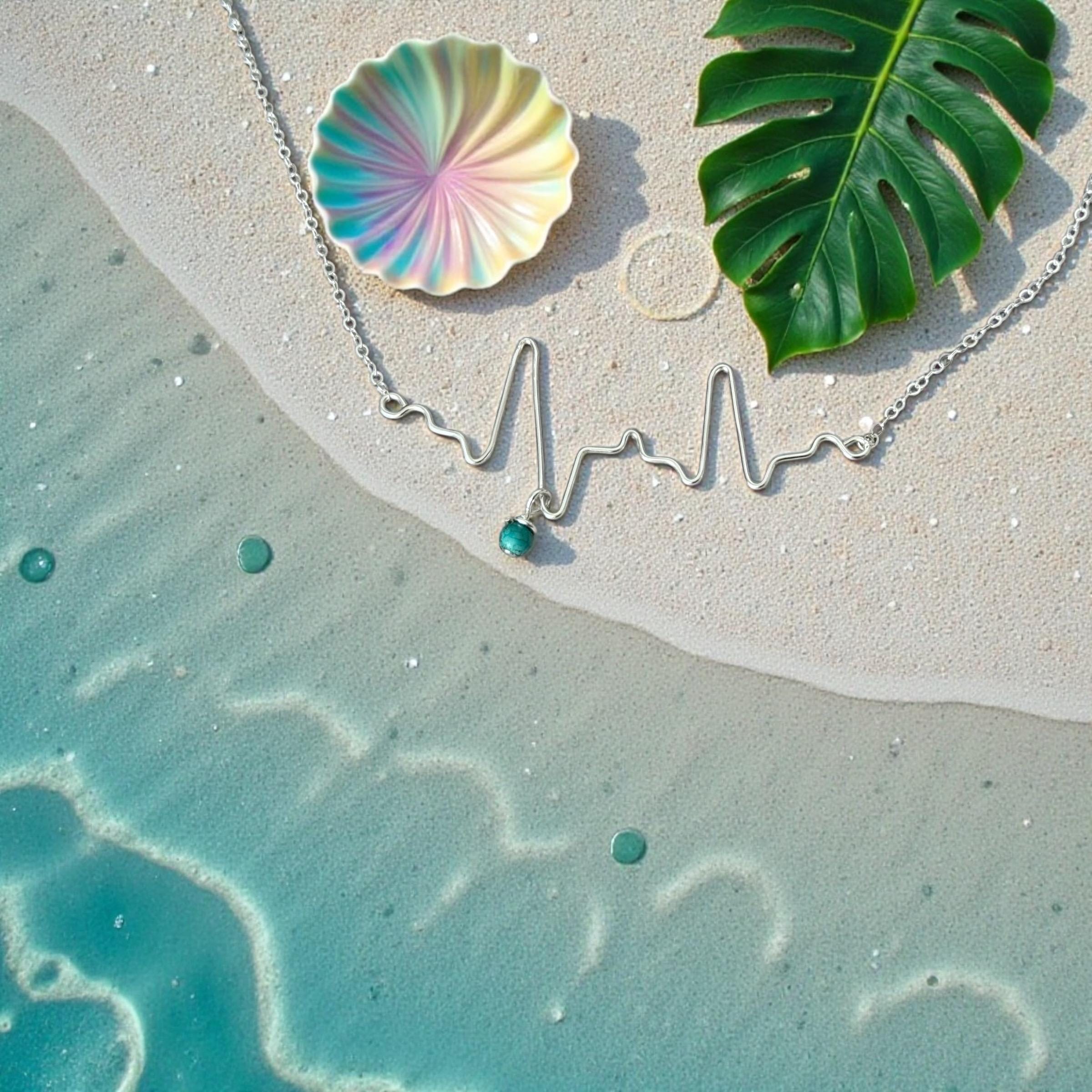 Baby Heartbeat and Birthstone Keepsake Necklace – Custom EKG