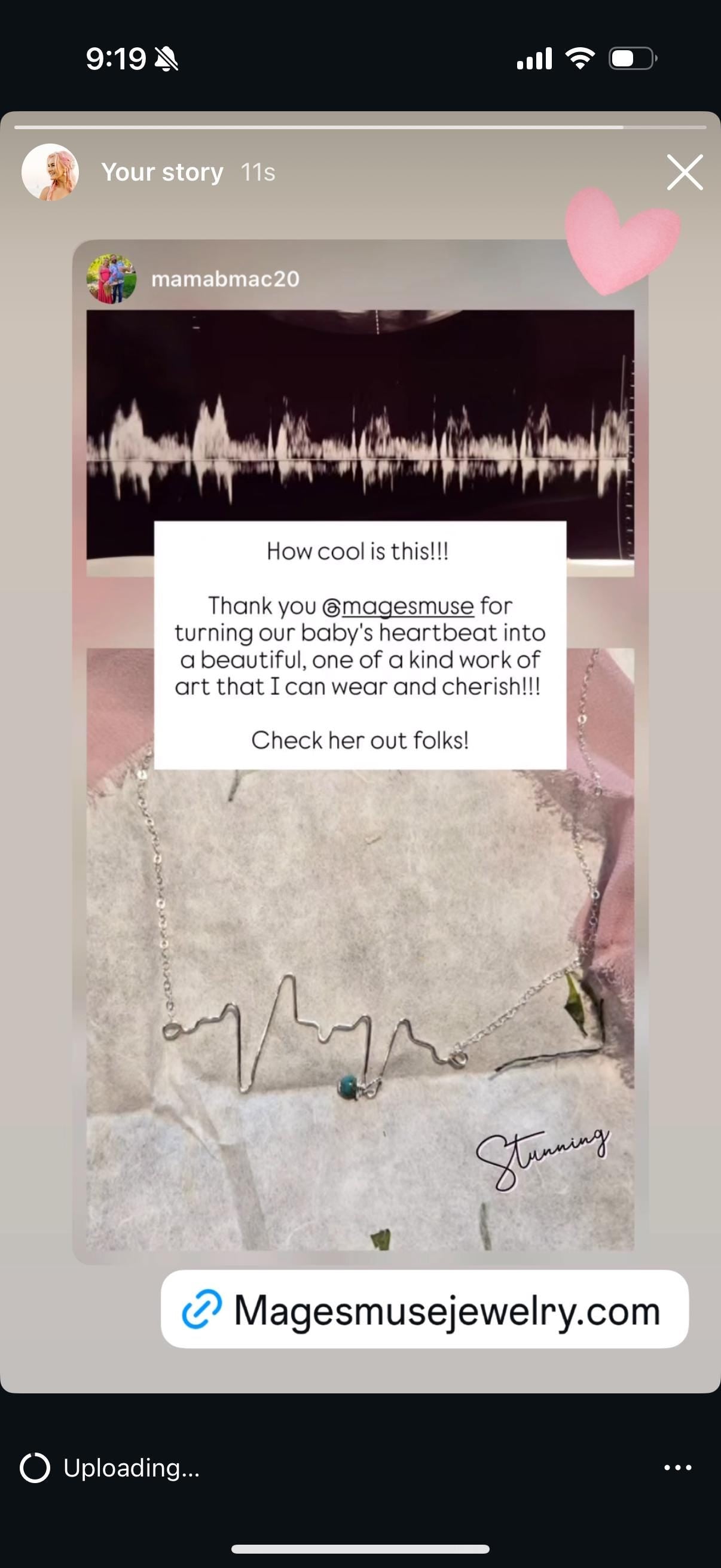 Baby Heartbeat and Birthstone Keepsake Necklace – Custom EKG