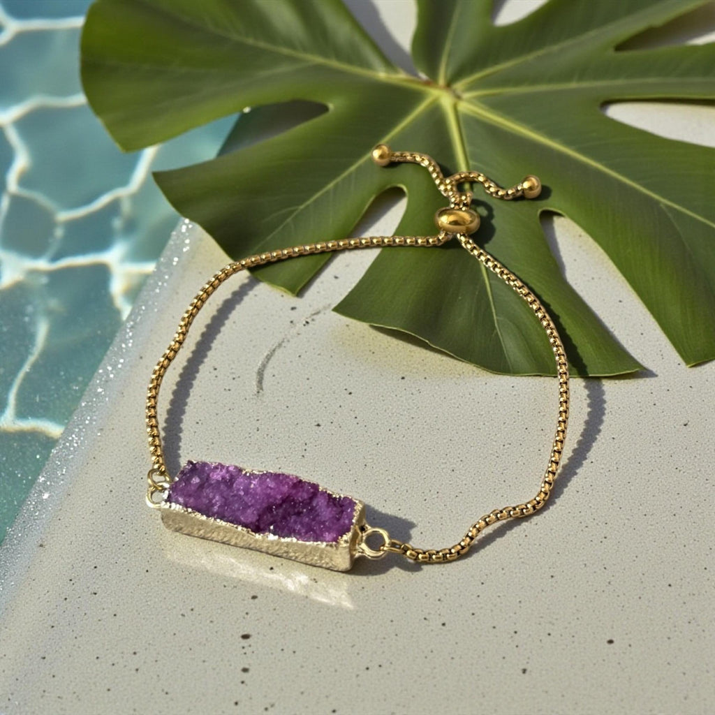 Radiant Crystal Bar Bracelet — [Milky Quartz / Amethyst / Prasiolite]