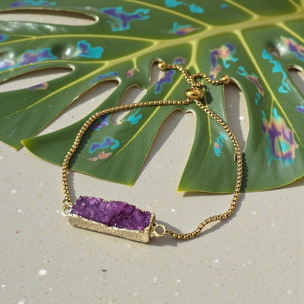 Radiant Crystal Bar Bracelet — [Milky Quartz / Amethyst / Prasiolite]