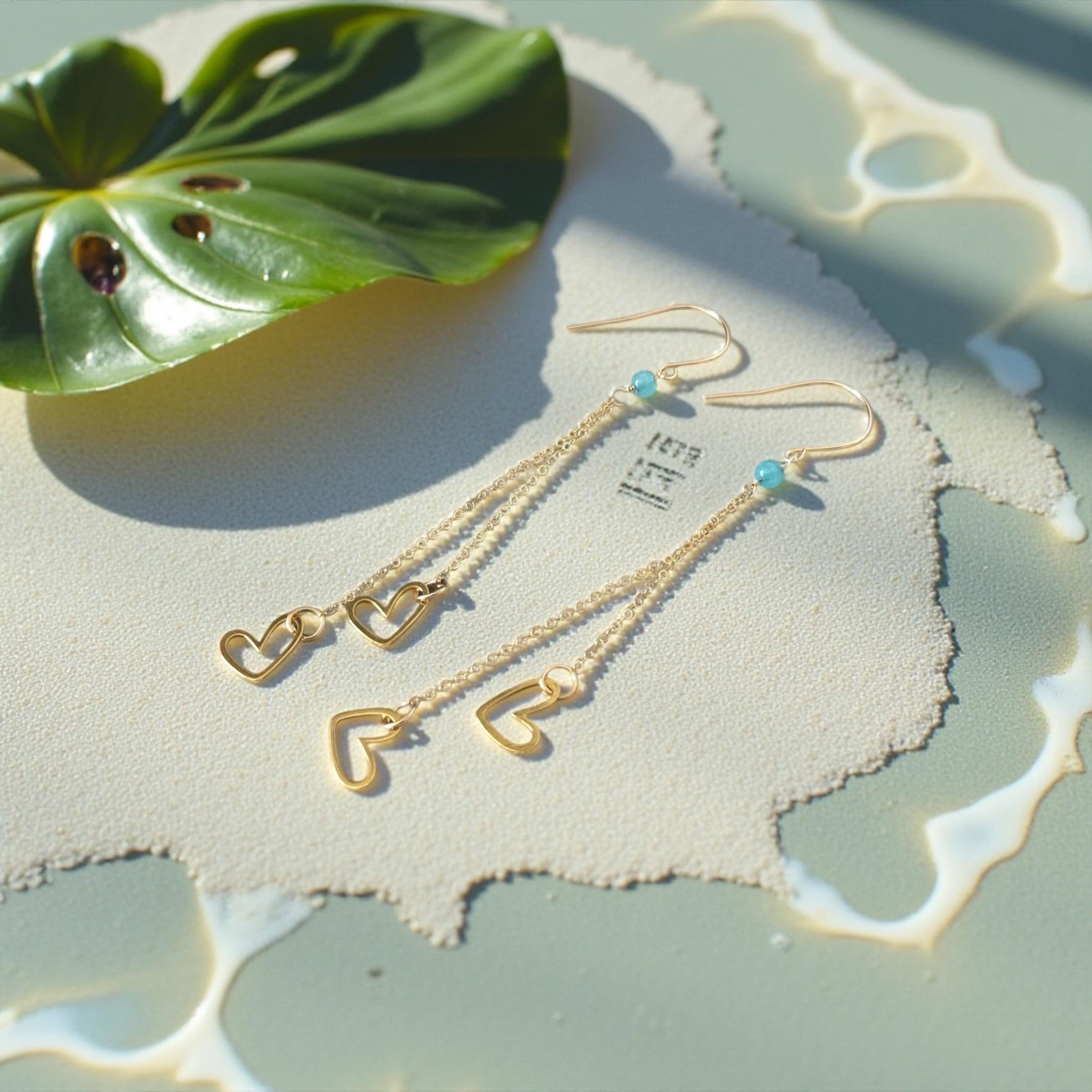 Azure Heartfall Drop Earrings