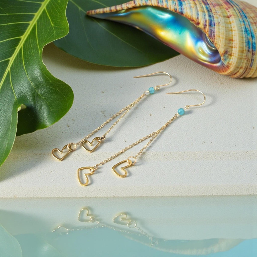 Azure Heartfall Drop Earrings