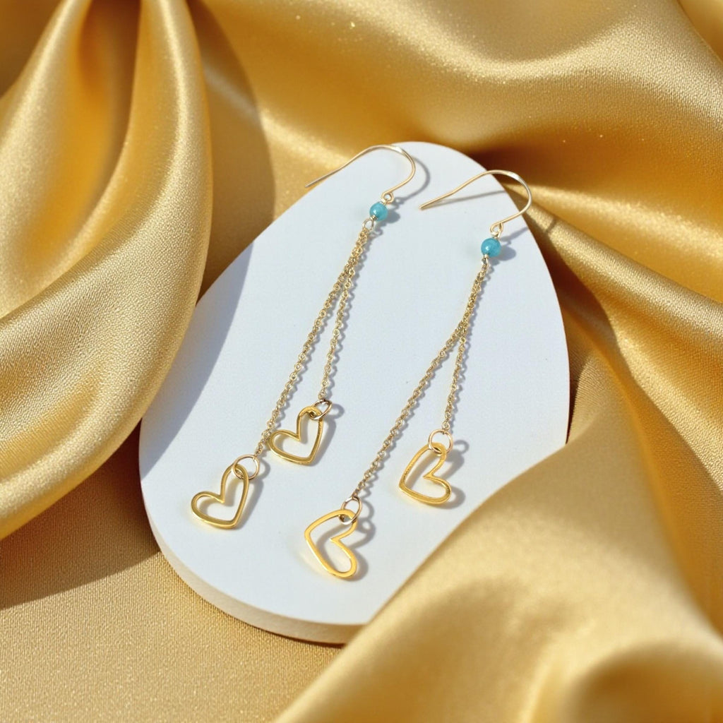 Azure Heartfall Drop Earrings