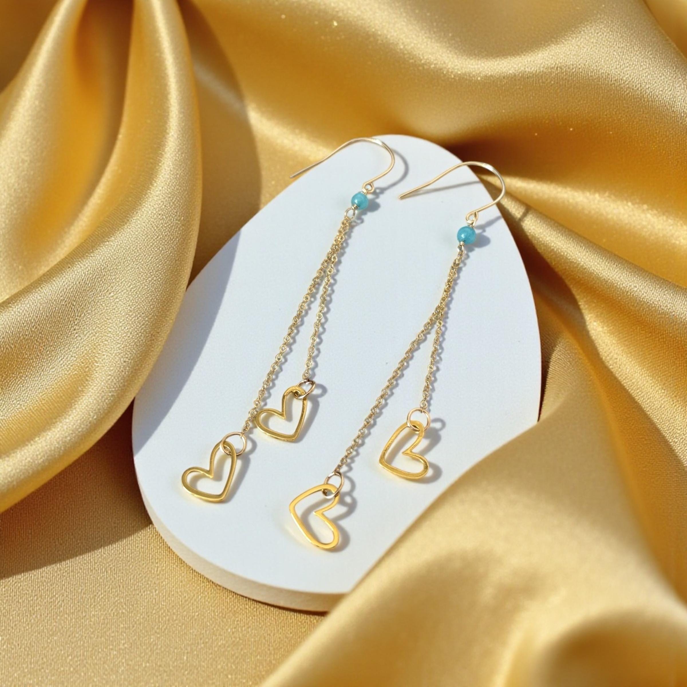 Azure Heartfall Drop Earrings