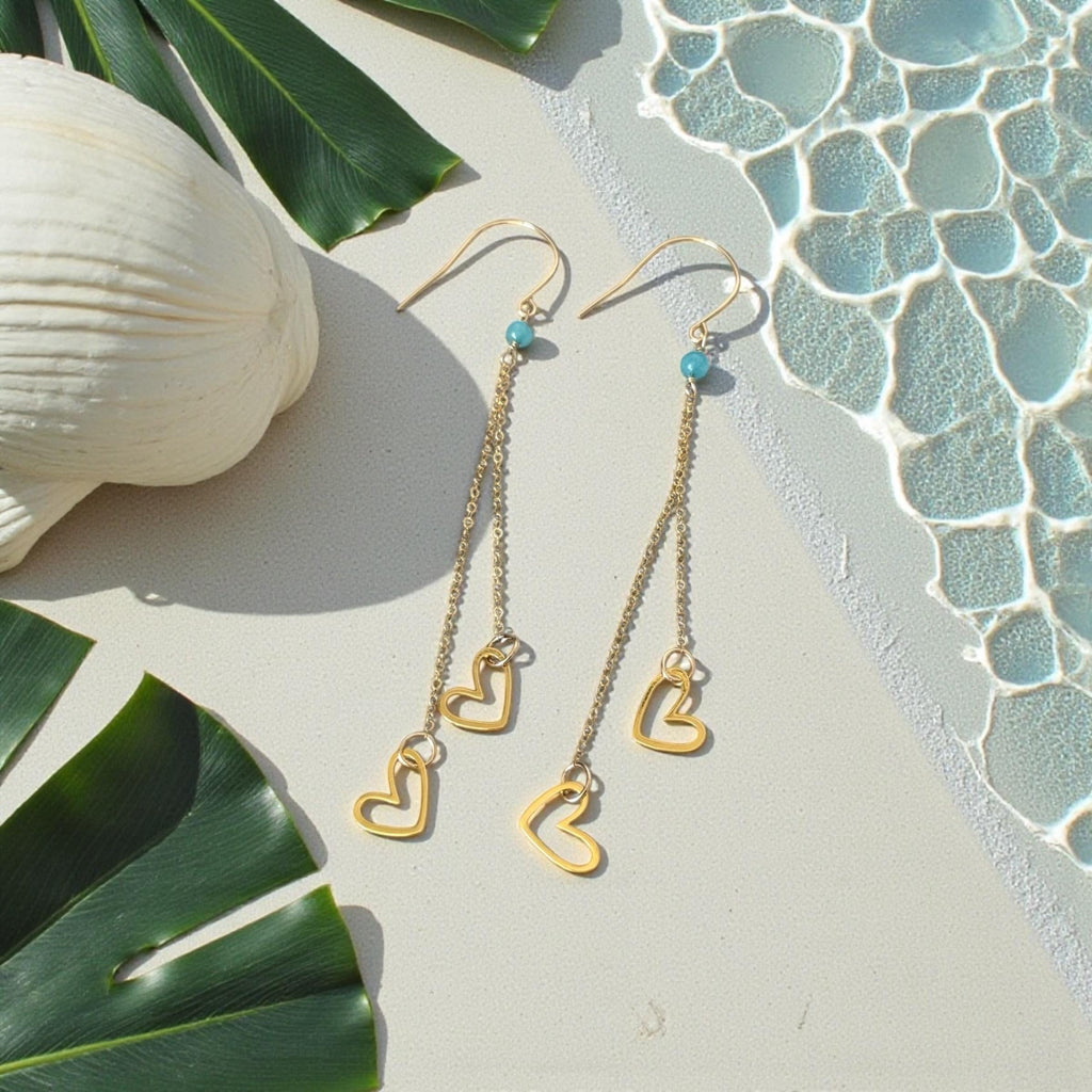 Azure Heartfall Drop Earrings