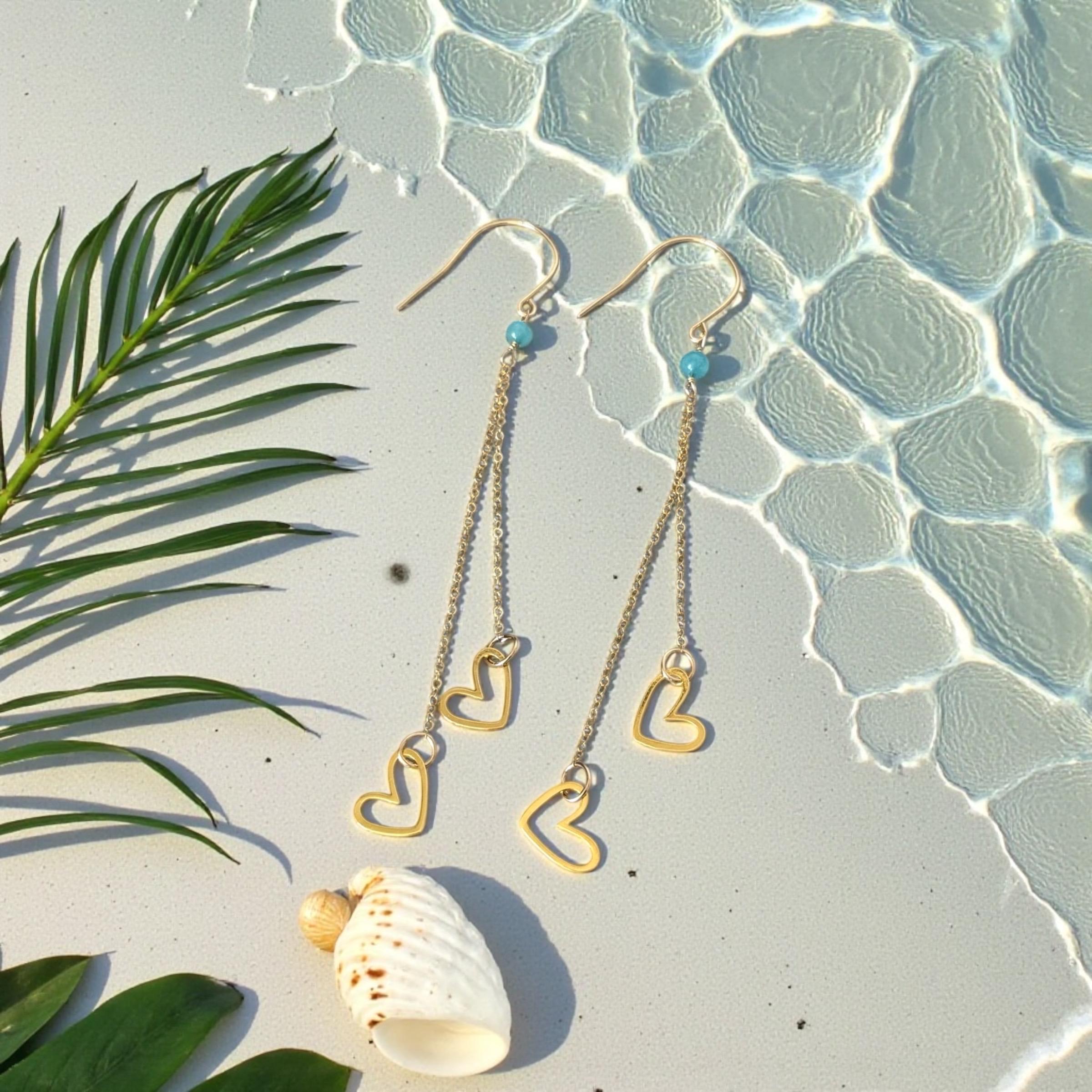 Azure Heartfall Drop Earrings