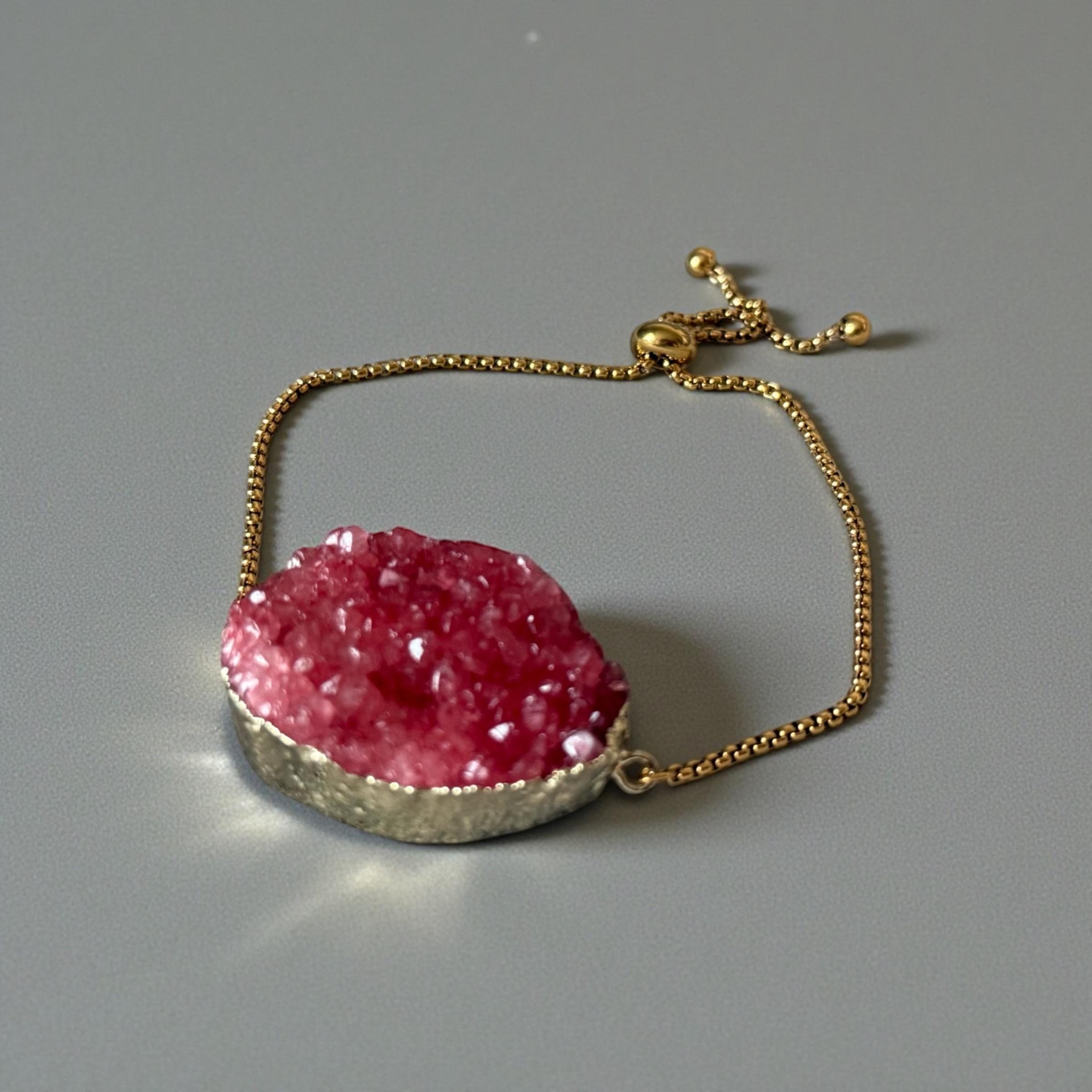 Rose Ember Druzy Bolo Bracelet