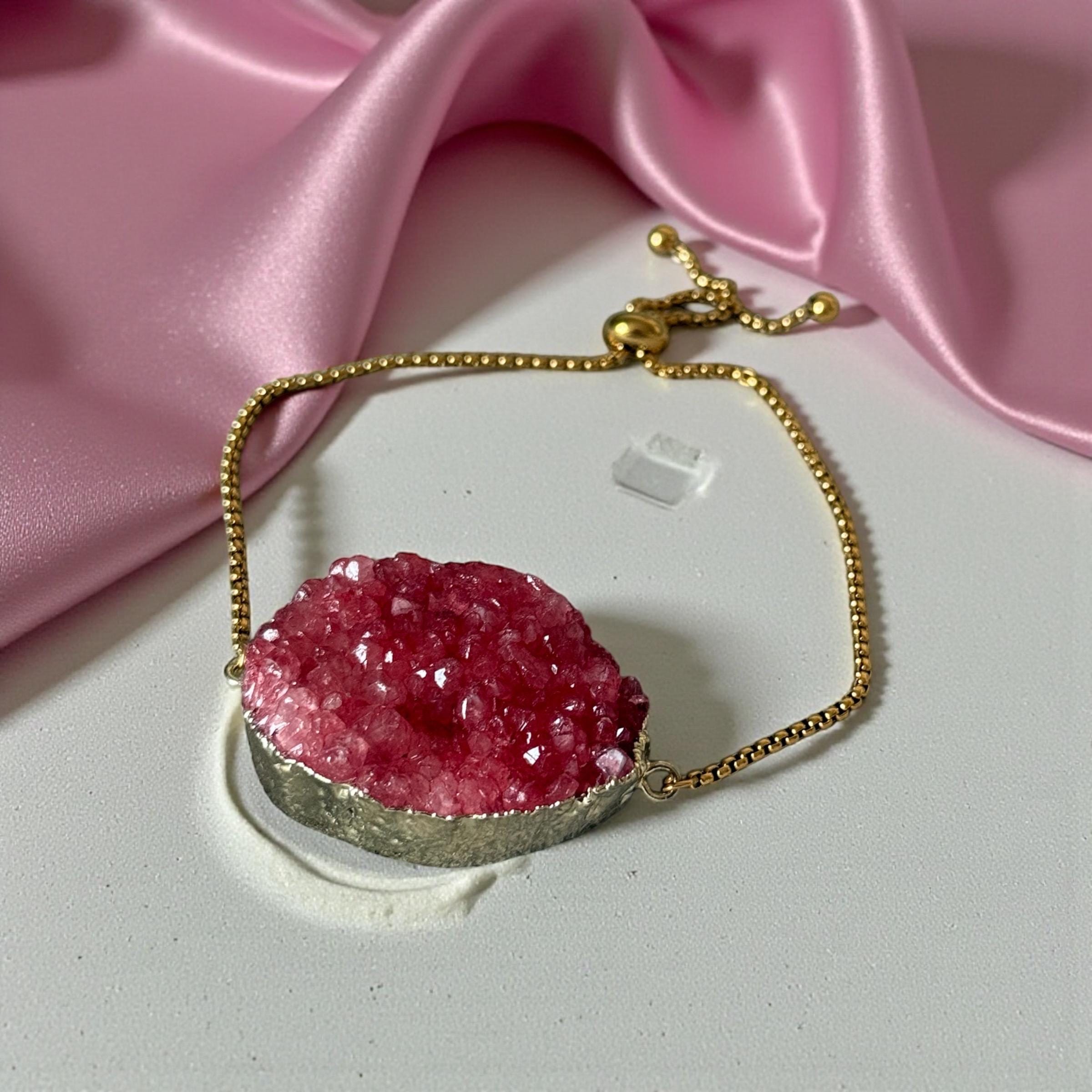 Rose Ember Druzy Bolo Bracelet