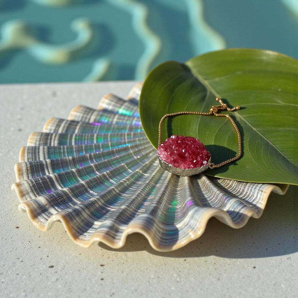 Rose Ember Druzy Bolo Bracelet