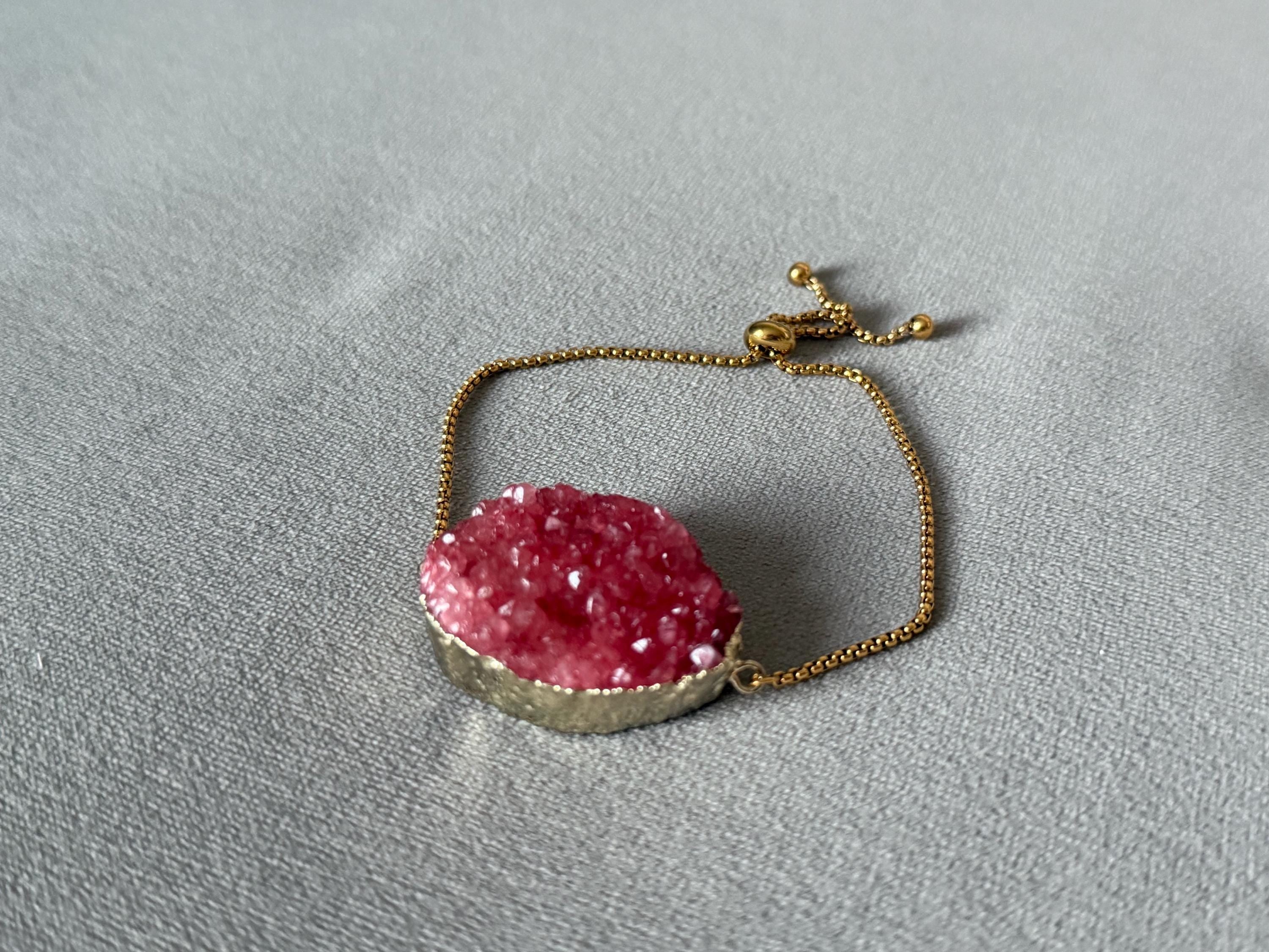 Rose Ember Druzy Bolo Bracelet