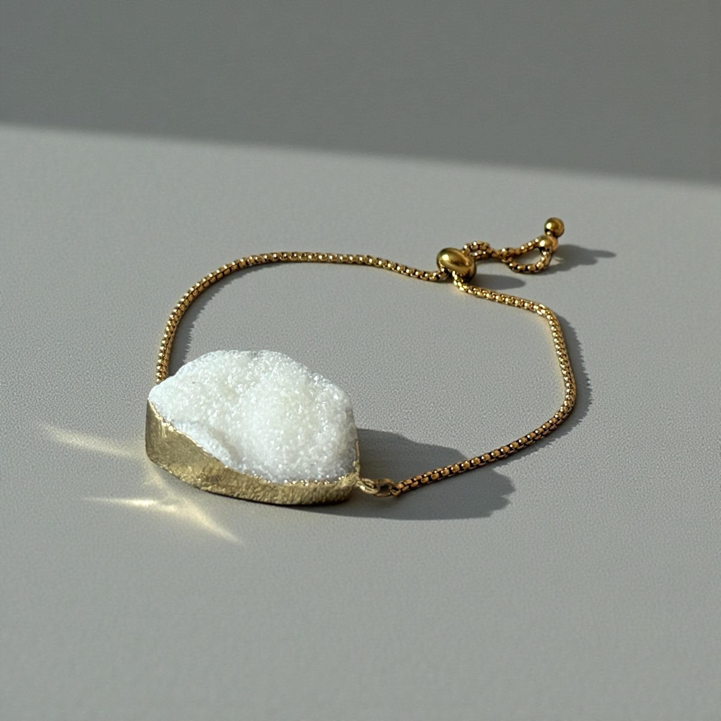 Ivory Frost Druzy Bolo Bracelet