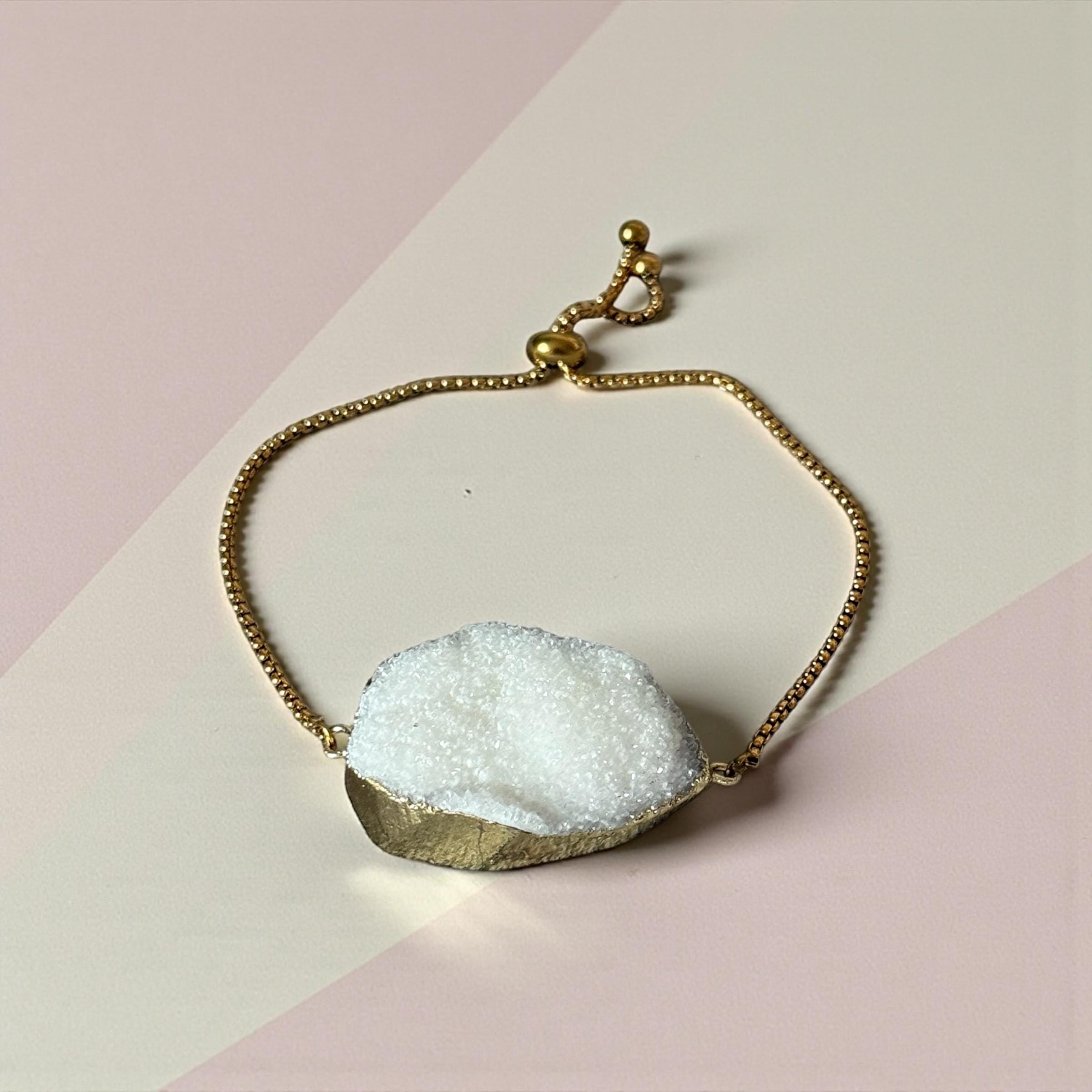 Ivory Frost Druzy Bolo Bracelet