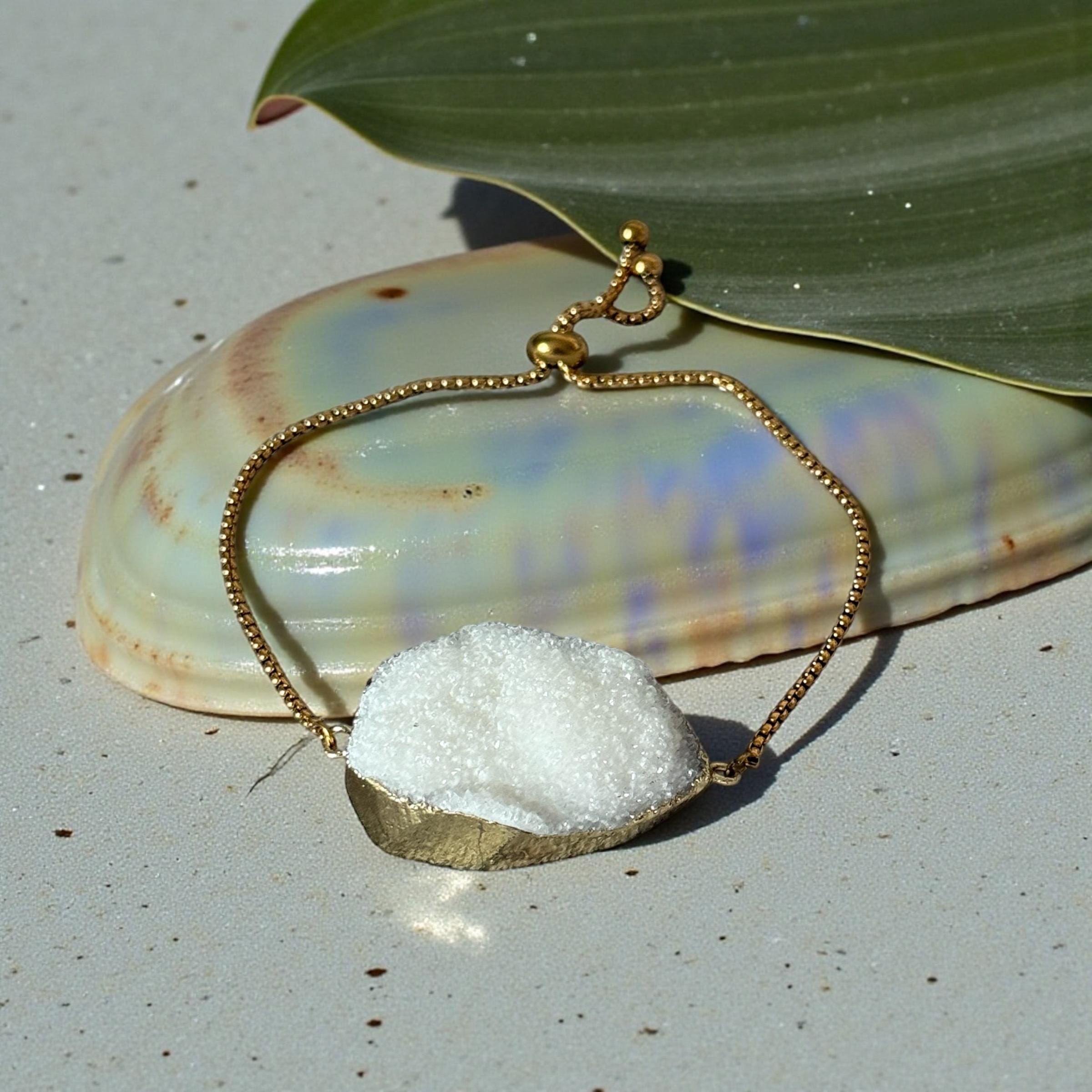 Ivory Frost Druzy Bolo Bracelet