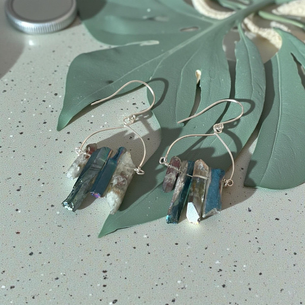 Aqua Tide Quartz Drop Earrings