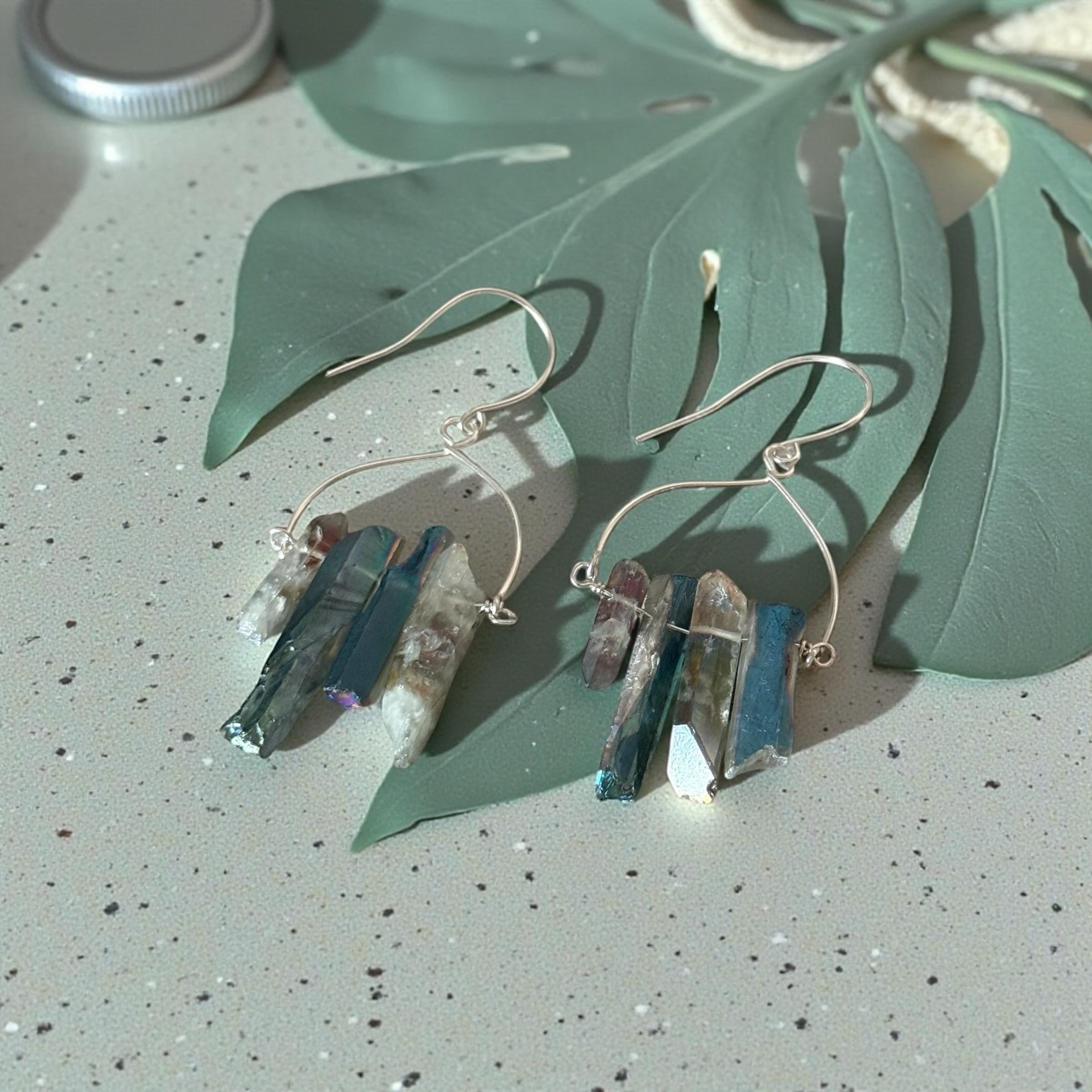 Aqua Tide Quartz Drop Earrings