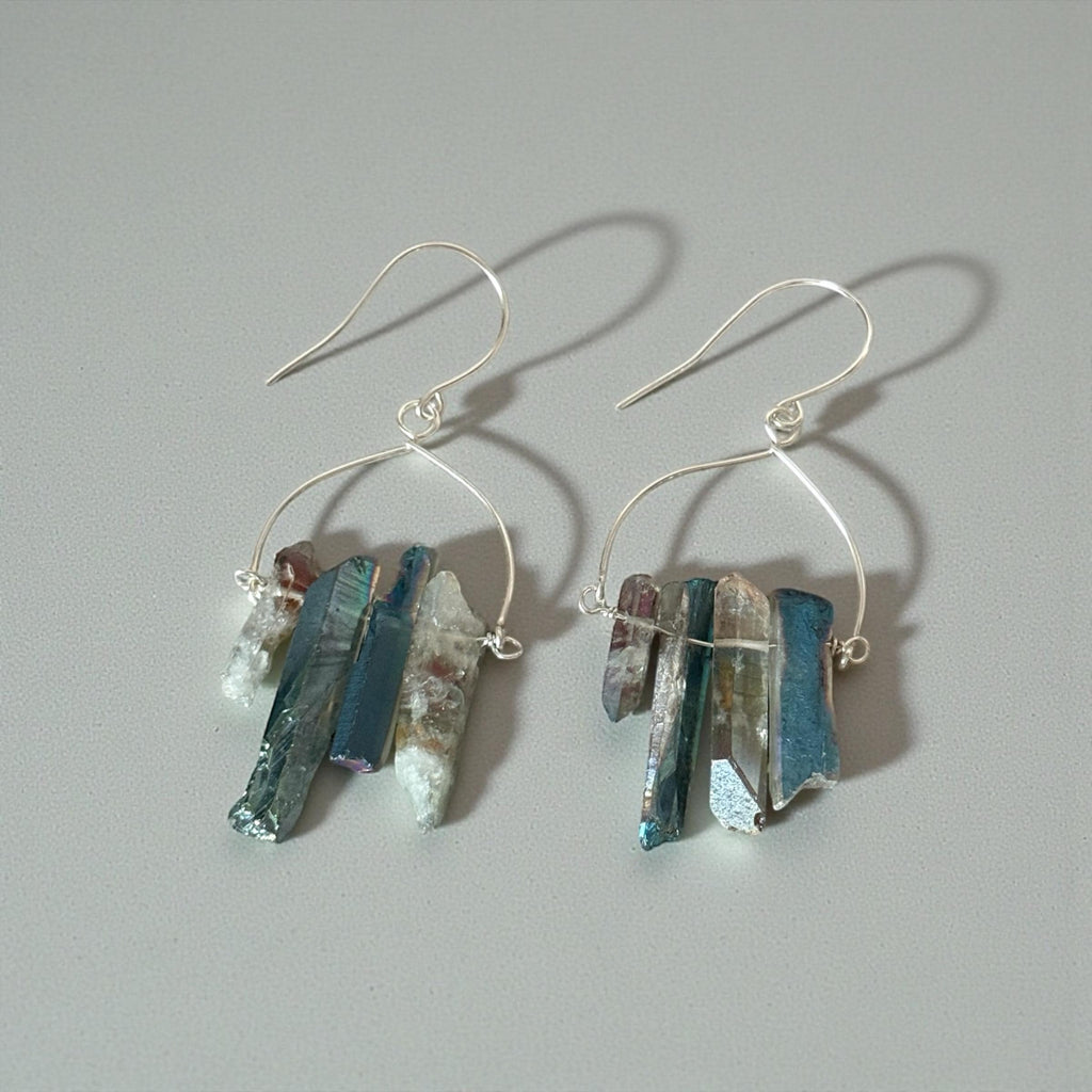 Aqua Tide Quartz Drop Earrings