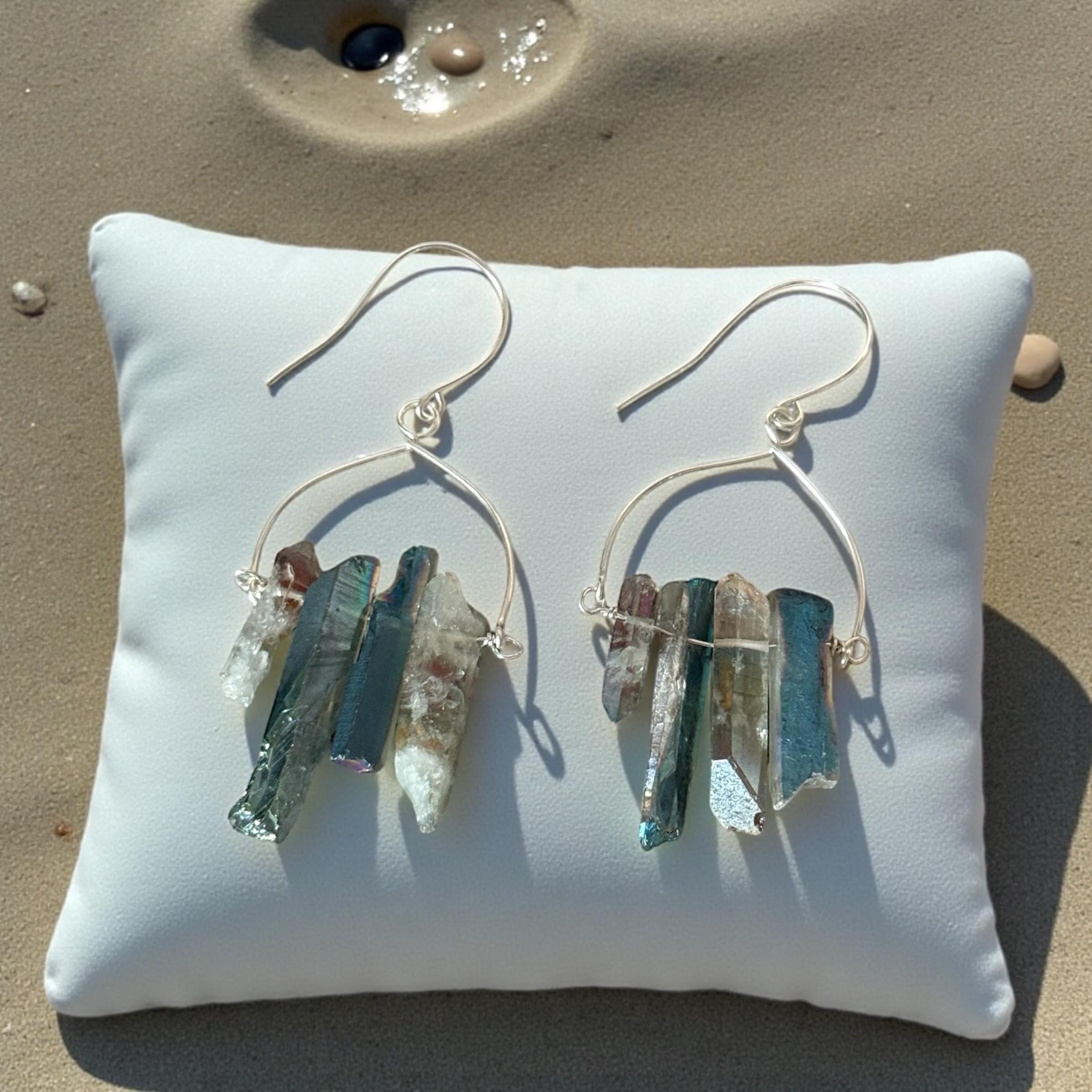 Aqua Tide Quartz Drop Earrings