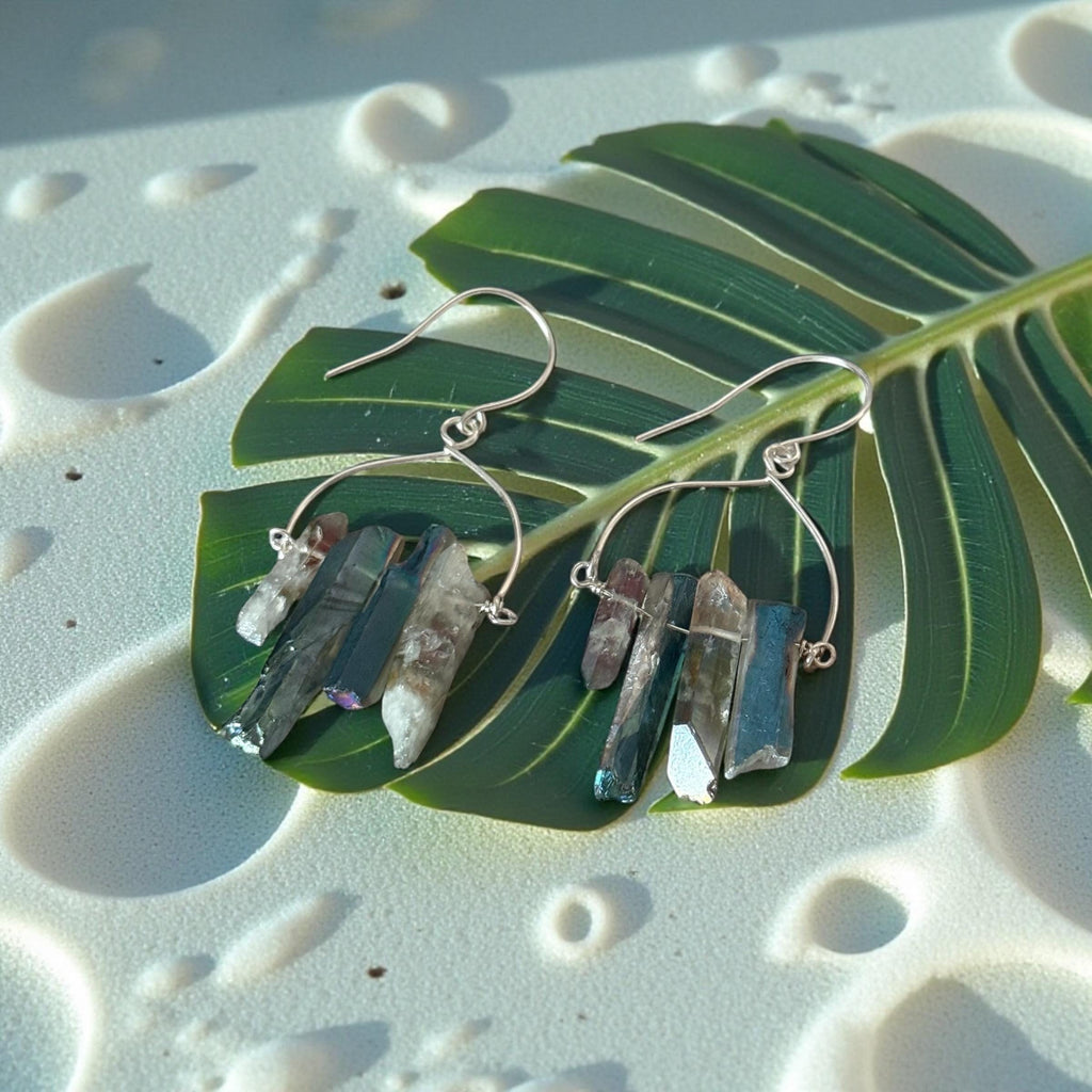 Aqua Tide Quartz Drop Earrings