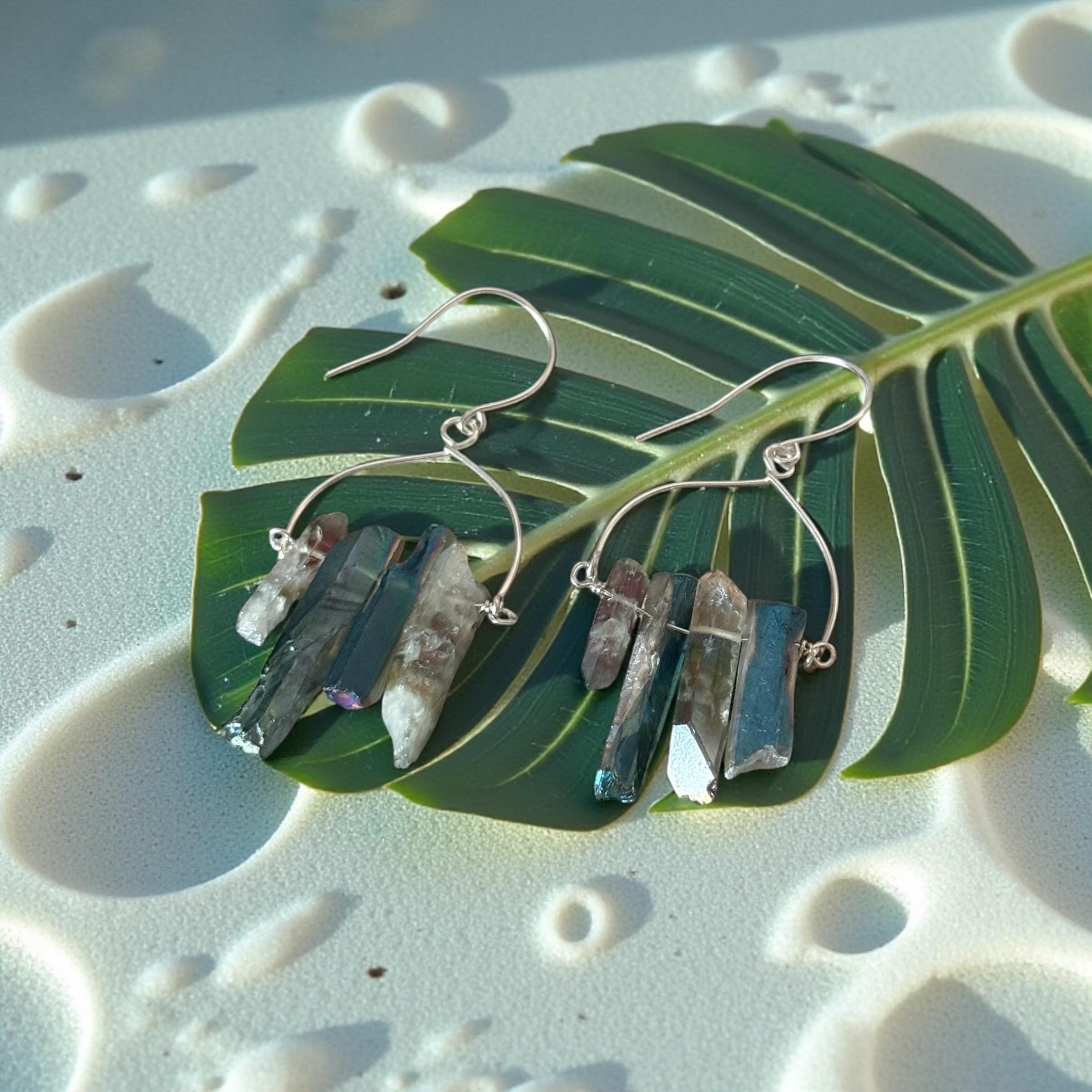 Aqua Tide Quartz Drop Earrings
