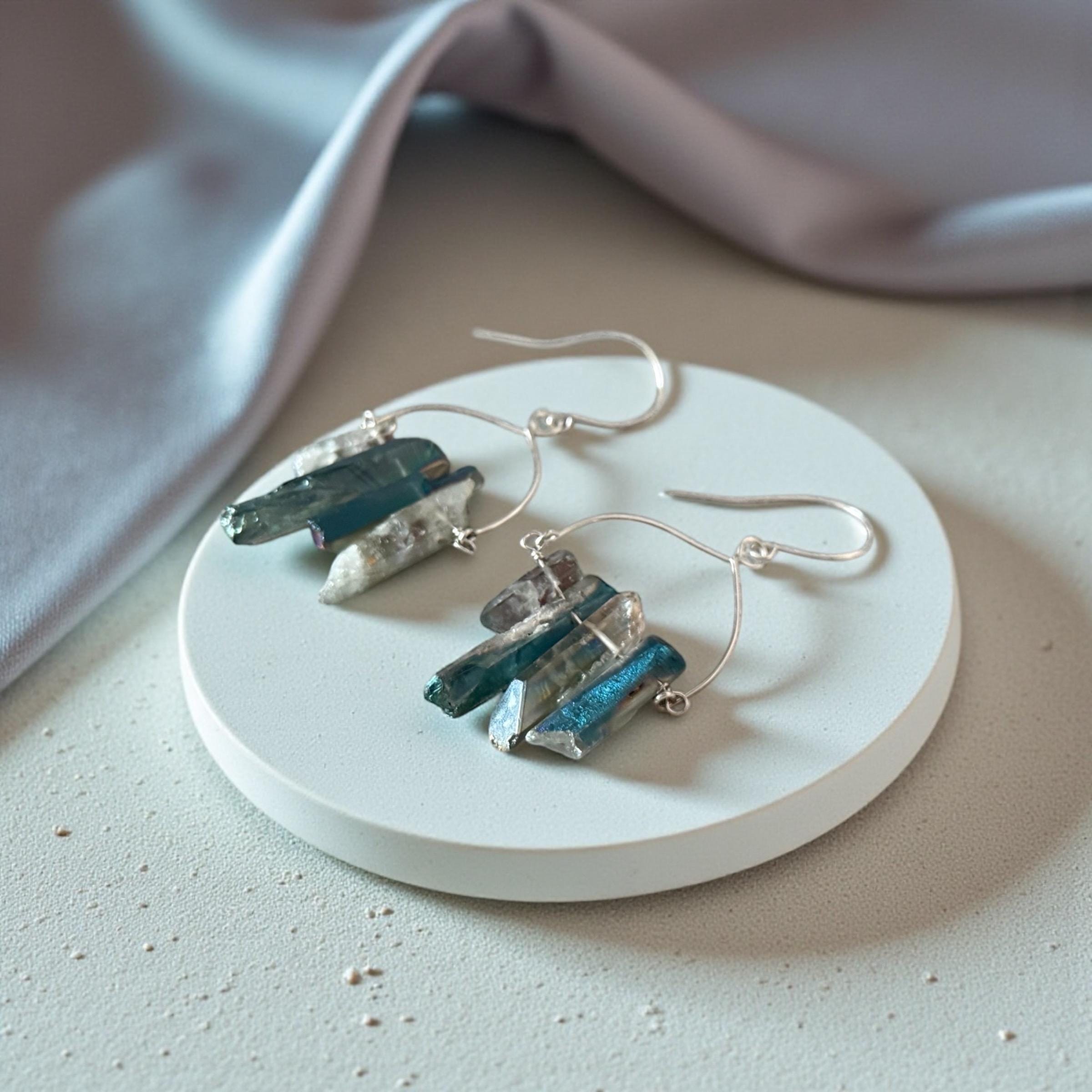 Aqua Tide Quartz Drop Earrings